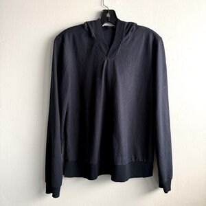Theory Easy Rib Lightweight Hoodie‎ Drapey Pique Navy Blue Size S